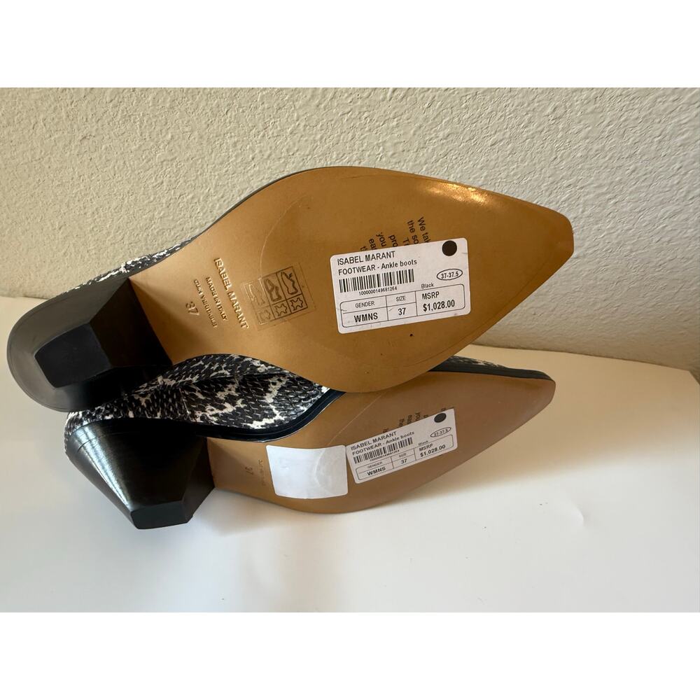 NWT Isabel Marant Snakeskin Print Ankle Boots Black Women's Size 37 / US 6.5 - Picture 4 of 5